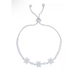 Silver Plated Bolo Bracelet Snowflake Holiday Fashion Style Elegant Trendy NEW